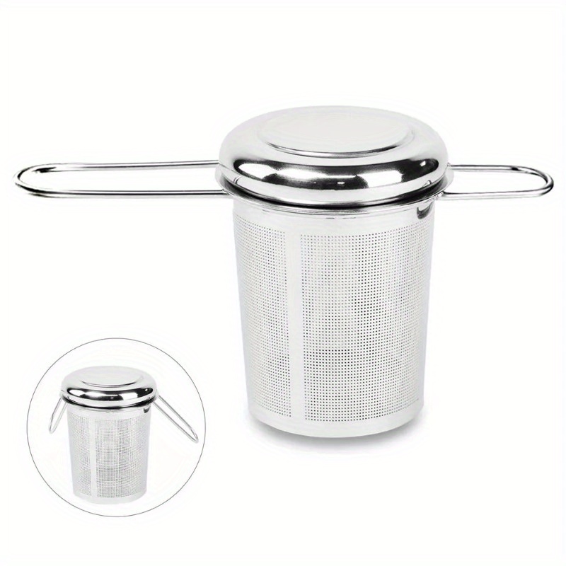Loose Leaf Tea Infuser - ที่กรองชาสแตนเลสพร้อมฝาปิด ใช้ซ้ำได้ สำหรับกรองใบชา สมุนไพร สำหรับกาน้ำชา แก้วน้ำ