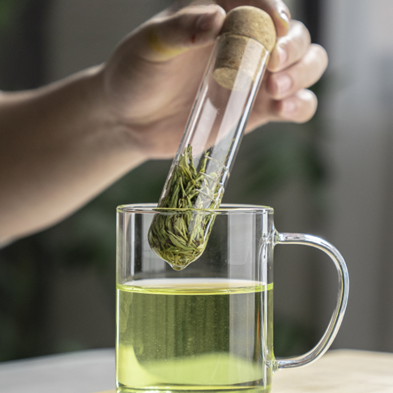 Loose Leaf Tea Infuser - 1 ชิ้น แก้วกรองชาแบบพกพา พร้อมหลอดแก้วสำหรับแยกใบชา อุปกรณ์กรองชาใบหลวมสำหรับชงชาในครัวเรือน